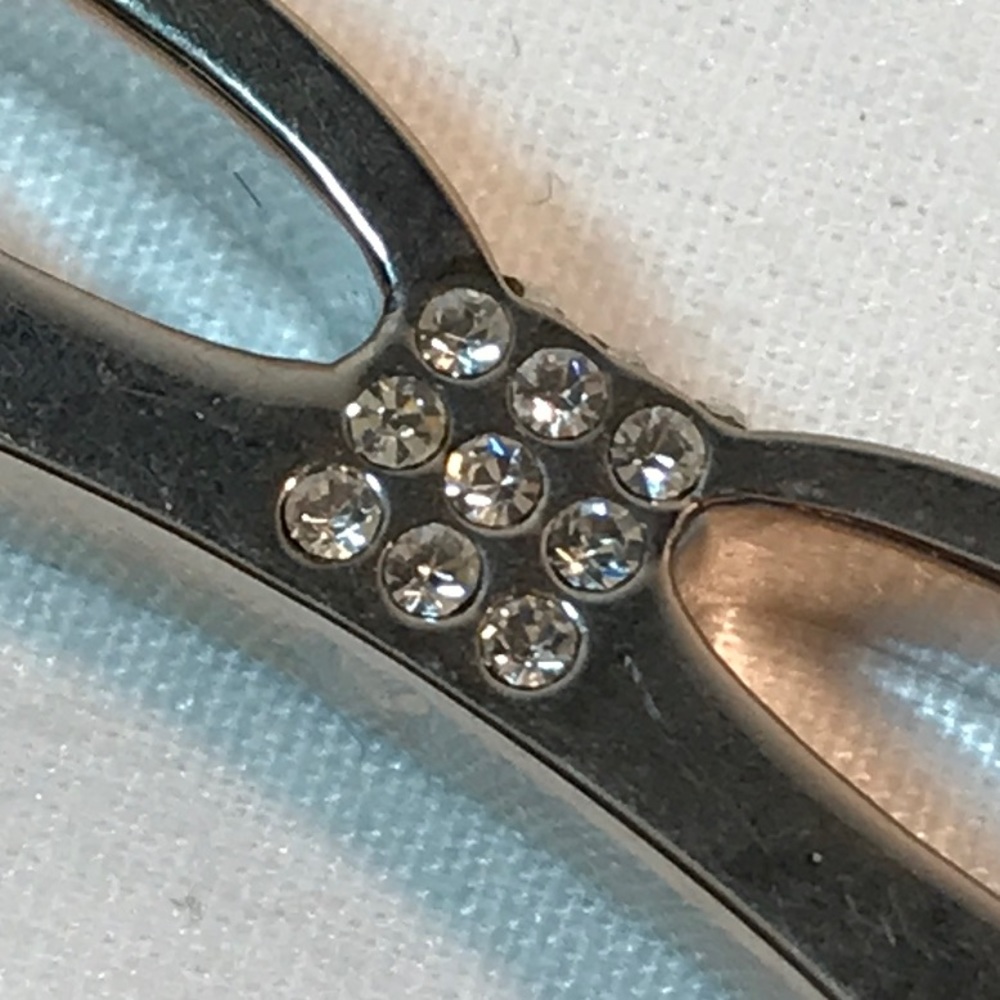 Lia Sophia bow bracelet, rhinestones, silver tone, bangle with stretch b… - Picture 6 of 6